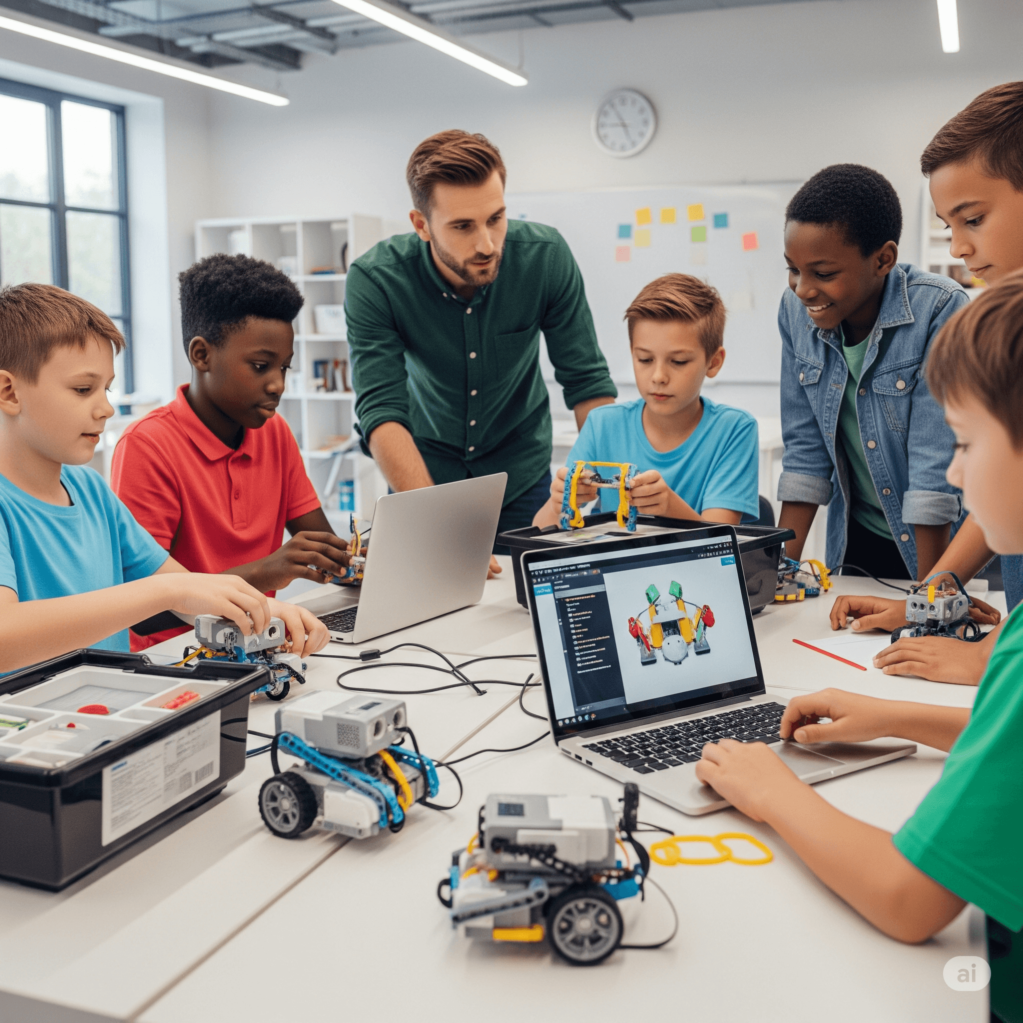 Kids learning robotics at Curiosity Cove